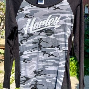 Harley Davidson Camo Long Sleeved Top